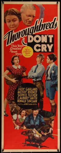 5p0344 THOROUGHBREDS DON'T CRY insert 1937 Judy Garland, Mickey Rooney, horse racing, ultra rare!