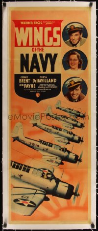5p0943 WINGS OF THE NAVY linen insert 1939 Brent, de Havilland, SB2Us, Tophatter squadron, rare!