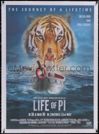 5p0743 LIFE OF PI linen advance Indian 2012 Suraj Sharma, Irrfan Khan, different tiger image, rare!