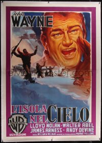 5p0374 ISLAND IN THE SKY linen Italian 2p 1954 different Martinati art of John Wayne, ultra rare!