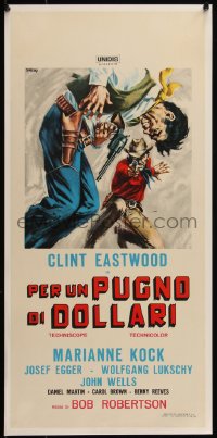 5p0016 FISTFUL OF DOLLARS Italian locandina 1964 Sergio Leone, Eastwood, Symeoni art, first release!