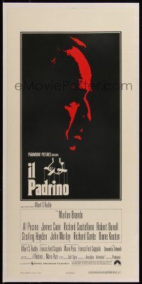 5p1268 GODFATHER linen Italian locandina R1970s art of Marlon Brando, Francis Ford Coppola classic!
