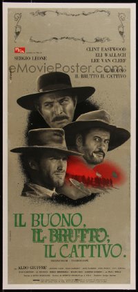 5p1269 GOOD, THE BAD & THE UGLY linen Italian locandina 1966 Clint Eastwood, Van Cleef & Wallach!