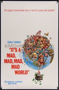 5p0533 IT'S A MAD, MAD, MAD, MAD WORLD linen 1sh 1964 great art of cast on Earth by Jack Davis!