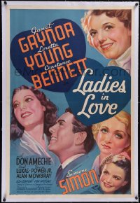 5p0701 LADIES IN LOVE linen style B 1sh 1936 Tyrone Power, Gaynor, Young, Bennett, Simon, ultra rare!