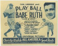 5p0174 PLAY BALL WITH BABE RUTH TC 1920 batting, pitching, catching, and close up, ultra rare!