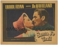 5p0216 SANTA FE TRAIL LC 1940 best portrait of Errol Flynn & Olivia De Havilland about to kiss!