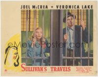 5p0223 SULLIVAN'S TRAVELS LC 1941 best image of Veronica Lake & Joel McCrea in jail, Preston Sturges