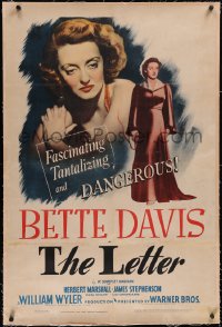 5p0549 LETTER linen 1sh 1940 fascinating & dangerous Bette Davis close up & full-length, Maugham!