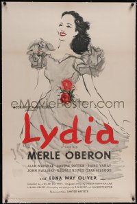 5p0558 LYDIA linen 1sh 1941 great full-length art of Merle Oberon, Julien Duvivier, Alexander Korda!