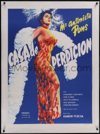 5p1162 CASA DE PERDICION linen Mexican poster 1956 Maria Antonieta Pons in see-through pepper dress!