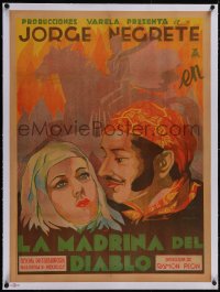 5p1200 LA MADRINA DEL DIABLO linen Mexican poster 1937 Negrete art of Jorge Negrete & Ibanez, rare!