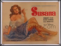 5p1248 SUSANA linen Mexican poster 1951 Luis Bunuel, best art of sexy bad girl Rosita Quintana!