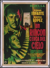 5p1251 UN RINCON CERCA DEL CIELO linen Mexican poster 1952 art of Pedro Infante & Marga Lopez by Diaz!