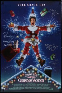 5p0308 NATIONAL LAMPOON'S CHRISTMAS VACATION signed DS 1sh 1989 by Chase, D'Angelo, Quaid AND Flynn!