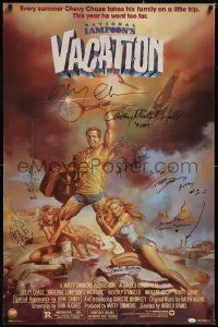 5p0309 NATIONAL LAMPOON'S VACATION signed studio style 1sh 1983 by Chevy Chase, Beverly D'Angelo, Anthony Michael Hall, Randy Quaid, Dana Barron