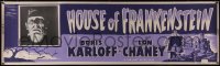 5p0253 HOUSE OF FRANKENSTEIN paper banner R1950 art & photo of monster Glenn Strange, very rare!