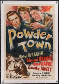 5p0591 POWDER TOWN linen 1sh 1942 Victor McLaglen, Edmond O'Brien, forgotten early sci-fi fantasy!