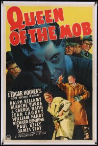 5p0597 QUEEN OF THE MOB linen 1sh 1940 Ralph Bellamy, Yurka, J. Edgar Hoover's Persons in Hiding!