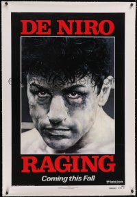 5p0718 RAGING BULL linen advance 1sh 1980 Hagio art of Robert De Niro, Martin Scorsese boxing classic!