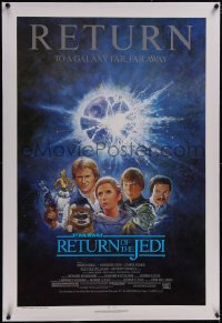 5p0719 RETURN OF THE JEDI linen NSS style 1sh R1985 George Lucas, Mark Hamill, Ford, Tom Jung art!