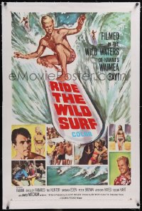 5p0606 RIDE THE WILD SURF linen 1sh 1964 Fabian, ultimate poster for surfers to display on their wall!