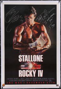 5p0720 ROCKY IV linen advance 1sh 1985 by BOTH Sylvester Stallone AND Dolph Lundgren, boxing!