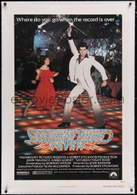 5p0612 SATURDAY NIGHT FEVER linen 1sh 1977 best image of disco John Travolta & Karen Lynn Gorney!