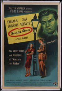 5p0613 SCARLET STREET linen 1sh 1945 Fritz Lang film noir, Edward G. Robinson, Joan Bennett, rare!