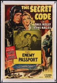 5p0722 SECRET CODE linen chapter 1 1sh R1953 greatest WWII spy serial of all time, Enemy Passport!