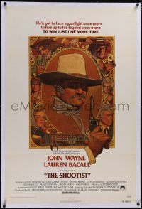 5p0618 SHOOTIST linen 1sh 1976 best Richard Amsel artwork of aging gunfighter John Wayne & cast!