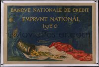 5p0356 BANQUE NATIONALE DE CREDIT linen 32x47 French special poster 1920 Cappiello art, ultra rare!