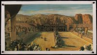 5p1261 BEN-HUR linen 11x21 special poster 1960 incredible far shot of the classic chariot race!