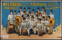 5p0776 HOLTON linen 26x40 advertising poster 1920s Neil O'Brien Minstrels use their instruments, rare!