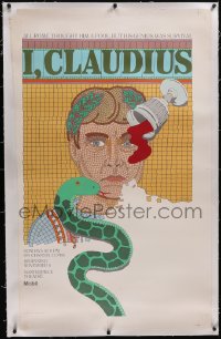 5p0351 I, CLAUDIUS linen tv poster 1977 cool Seymour Chwast mosaic artwork of Derek Jacobi!