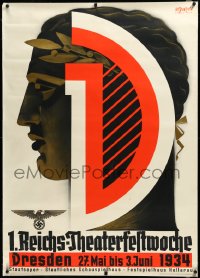 5p0349 REICHS-THEATERFESTWOCHE linen 33x47 German stage poster 1934 Nazi Joseph Goebbels produced it!