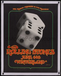 5p0755 ROLLING STONES linen 2nd printing 22x28 music concert poster 1972 Winterland, Singer dice art!