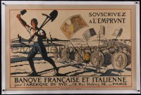 5p0360 SOUSCRIVEZ A L'EMPRUNT BANQUE FRANCAISE ET ITALIENNE linen 32x48 French special poster 1920