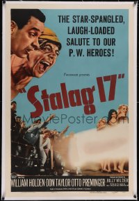 5p0625 STALAG 17 linen 1sh 1953 William Holden, Robert Strauss, Billy Wilder WWII POW classic!