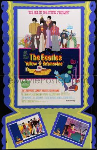 5p0008 YELLOW SUBMARINE standee 1968 cool retro design, Beatles John, Paul, Ringo & George, rare!