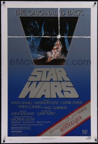 5p0727 STAR WARS linen NSS style 1sh R1982 A New Hope, Lucas classic sci-fi epic, art by Jung!