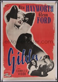 5p0767 GILDA linen Swedish 1946 sexy Rita Hayworth in sheath dress & w/Glenn Ford, Rohman art, rare!
