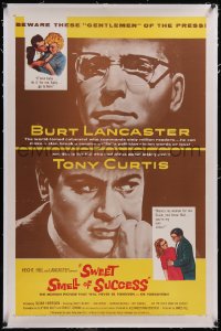 5p0634 SWEET SMELL OF SUCCESS linen 1sh 1957 Lancaster as J.J. Hunsecker, Curtis as Sidney Falco!