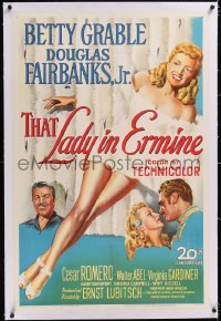 5p0637 THAT LADY IN ERMINE linen 1sh 1948 Betty Grable naked except for title coat & Douglas Fairbanks Jr.!