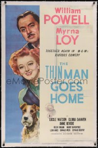 5p0642 THIN MAN GOES HOME linen 1sh 1944 great art of William Powell, Myrna Loy & Asta the dog too!