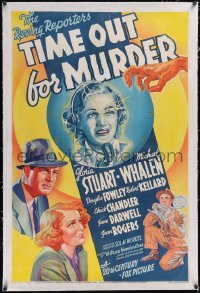 5p0646 TIME OUT FOR MURDER linen 1sh 1938 Gloria Stuart, Michael Whalen, Chick Chandler, ultra rare!