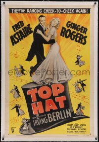 5p0648 TOP HAT linen 1sh R1953 Fred Astaire & Ginger Rogers are dancing cheek-to-cheek again!