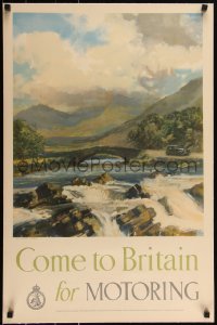 5p0896 COME TO BRITAIN FOR MOTORING linen 20x30 English travel poster 1940s Norman Hepple art, rare!