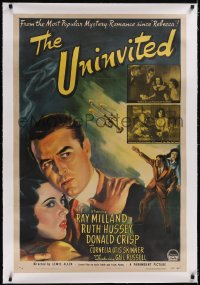 5p0655 UNINVITED linen 1sh 1944 close up art of Ray Milland & Ruth Hussey, introducing Gail Russell!