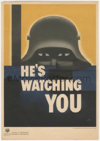 5p0098 HE'S WATCHING YOU 10x14 WWII war poster 1942 wonderful Grohe art of Nazi soldier, ultra rare!